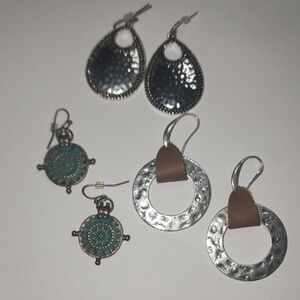 Silver and Brown And Turqouise-Bronze Earring Bundle